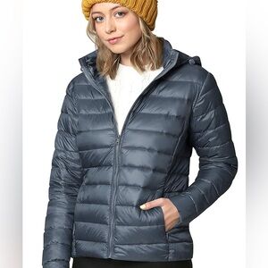 FREE COUNTRY Down Packable full zip puffer Jacket Coat Womens Size Small Gray